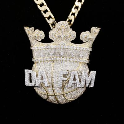 China Hiphop Full Iced Out Basketball King 925 Sterling Silver Hip Hop Custom Moissanite Pendant for sale