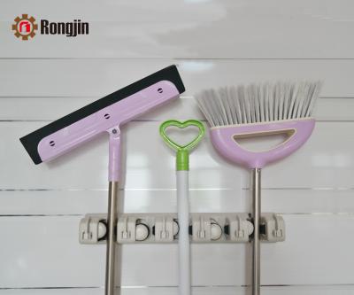 China ABS Plastic 5 Slots 6 Hooks Wall Mount Broom Holder Workable For Garden Tool Shelf for sale