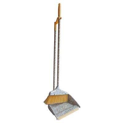 China Eco - Friendly Plastic Dustpan Set With Long Metal Handle Broom for sale