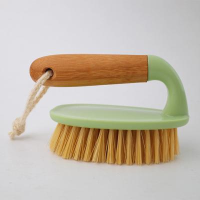 China Sustainable Bamboo Oval High Quality Eco-friendly Natural Cleaning Scrub Brush For Shoe Bathroom Kitchen Home Corner Floor for sale