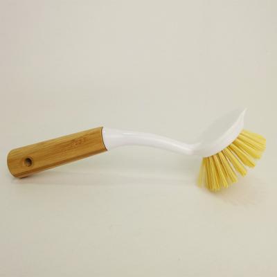 China Sustainable Kitchen Cleaning Bamboo Natural Around Main Dish Scrub Brush With Wooden Handle For Pot Pans Scraper for sale