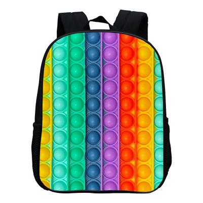 China Popular School Bags Designer 2021 Hot Large Bubbles Fidget Toys School Bag Silicone Printed Kids Backpack School Bags For Children for sale