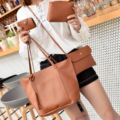 China High Quality Simple Fashion Women's Handbags 4 Pcs Vintage Shoulder Bags Card Bag Wallet Female Wild Cross - Body Bags for sale