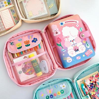 China 2021 New Fashion Cute Large Capacity Hand Pencil Case Handbag Storage Account Tape Material Storage for sale