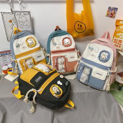 China 2021 New Fashion Canvas Backpack Large Capacity Popular Color Matching Korean Luxury School Bag For Girls for sale