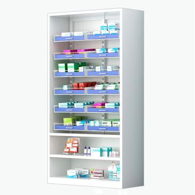 China Pharmacy Medicine Display Cabinet Triple Drawer Shelf Cabinet Dia 500mm for sale