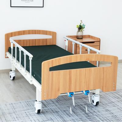 China Adjustable Manual Hospital Bed Back Raising Hospital Style Beds Wooden Bed Head With Rails for sale