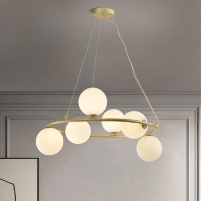 China Contemporary Nordic Style Villa Indoor Decoration Around Chandelier Glass Gold Kitchen Pendant Light Hanging for sale