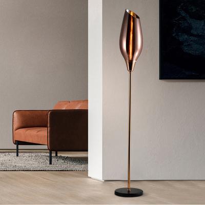 China Factory Price Contemporary Modern Iron Bedroom Glass Style Indoor Decoration E27 40W Floor Lamp For Living Room for sale