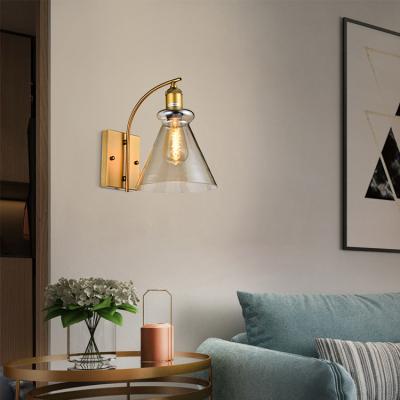 China Nordic Vintage Style New Pattern Creative Bedroom Decoration Steel Glass Bulbs E27 40W Indoor Wall Lamp for sale