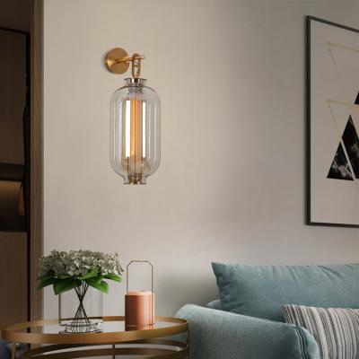 China Creative Hot Selling Retro Vintage Style Living Room Decoration Steel Glass Bulbs E27 40W Indoor Wall Lamp for sale