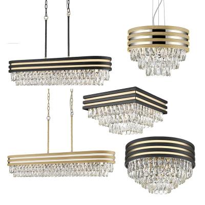 China Contemporary Ceiling Crystal Lights Factory Wholesale Price Luxury Gold Rectangle Chandelier for sale