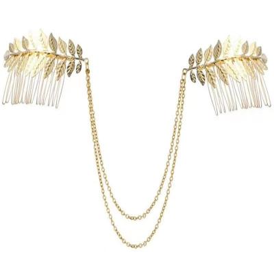 China Vintage Hair Accessories Gold Metal Hairpin Fashionable Side Comb Tassel Headwear Insert Soft Chain Comb for sale