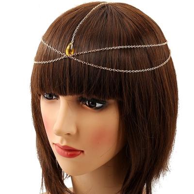 China Vintage Fashion Double-Layer Tassel Hair With Forehead Drops Hair Accessories Simple Metal Chain Headwear for sale