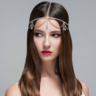 China Vintage Rhinestone Crystal Forehead Headband Head Chain Bridal For Women Girls Bridesmaid Wedding Dance Party Hair Accessories for sale