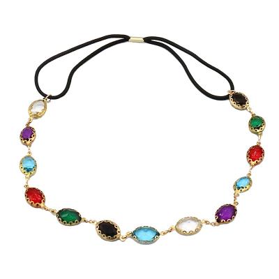 China Fashion retro rhinestone temperament colorful diamond rhinestone pearl bead hair flash circle fashionable beaded hair band for sale