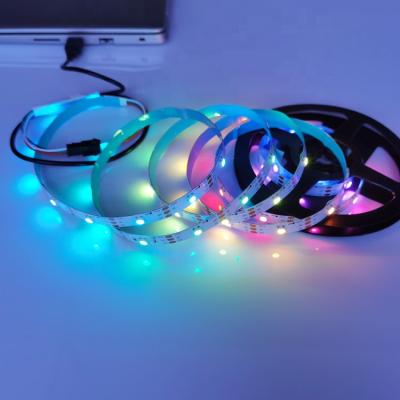 China theme park SMD5050 ws2812 30 led/m 5m led strip lights app 16feet multicolor 5v led strip with usb for sale