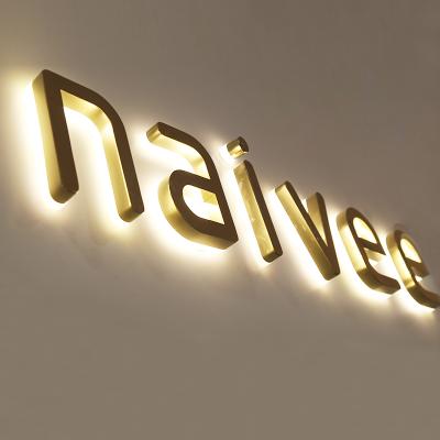 China Custom Buildings Wildcat OEM/ODM Titanium 3D Gold Signboard Letter Lit Channel Letter Backlit Sign Led Signage for sale