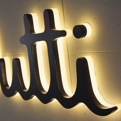 China Buildings Wildcat OEM/ODM 3D Black Stainless Steel Led Logo Letter Sign Mirror Custom Backlit Channel Led Channel Letters Sign for sale