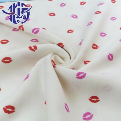 China Organic nice custom lip printed cotton fabric factory price twill rayon fabric supplier in china for sale