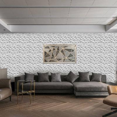 China Luxury Fireproof + Waterproof + Formaldehyde Free + Fireproof 3D Wallpaper Vinyl Wall 3D PVC Panel Living Room Bedroom Living Room Solid Embossed Wall Covers Green Yellow Beige 3D Panel for sale