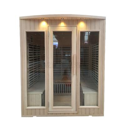 China Computer Control Panel Factory Price Hemlock Solid Wood Canadian Dry Far Infrared 4 Person Sauna Room for sale