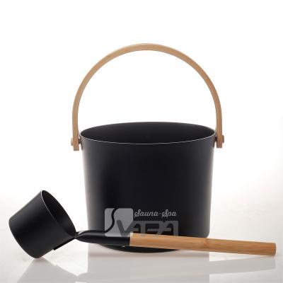 China Hot Selling Computer Control Panel Sauna Accessories Set Handle Stainless Steel Bamboo Bucket For Sauna Room for sale