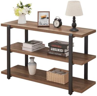 China Wholesale Adjustable (Height) Hallway Table Industrial Console Table Long Rustic Sofa Table With 3-Tier Open Shelf for sale