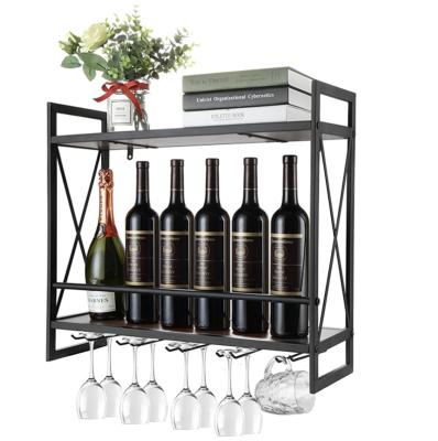 China Wall Mounted Glass Rack Stocked Industrial Wine Rack Bottle Holders With 6 Rod Glass Racks for sale