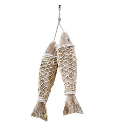 China Wholesale Europe Vintage Fish Craft Decor Wall Hanging Wooden Fish Ornament for sale