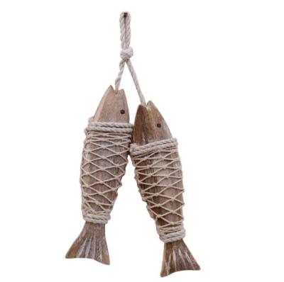 China Europe Fish Ornament Antique Wooden Wall Hanging Decor Fish Wood Decorations For Home Nautical Theme for sale