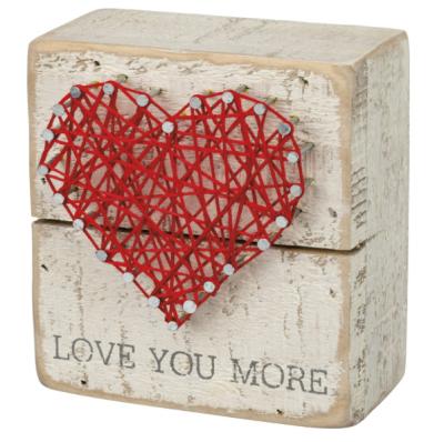 China Custom Europe Love You More Rustic White String Art Wooden Box Sign for sale