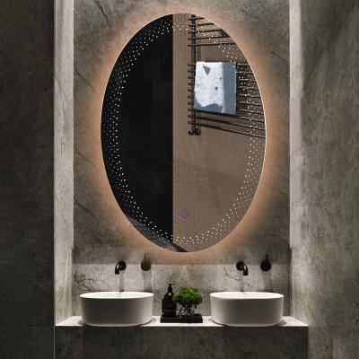 China 2020 Hot Sale Oval Design Hotel Hotel Frameless Illuminated Bathroom Vanity LED Wall Lighted Mirror for sale