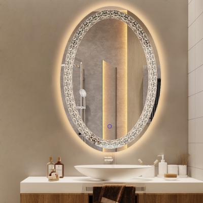 China Hot Selling LED Oval Shape Illuminated Bathroom Makeup Vanity Mirror With Lights for sale