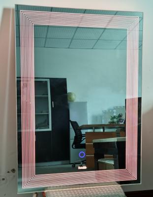 China 2020 fotohb IP44 Rate New Rectangular Shape Luxury Hotel Backlit Vanity Lighted Bathroom Vanity Mirror With Customized Pattern for sale