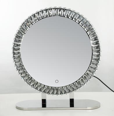 China Customzied New Fashion Desktop Round Shape Crystal Makeup Mirror for sale