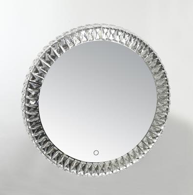 China Round Shape Lighted Crystal Makeup Mirror Wall Mounted for Home Deco and Makeup for sale