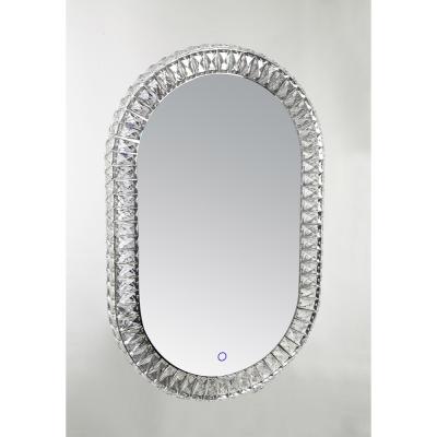 China Wall Mounted Mirror Egg Shape LED Wall Mounted Crystal Vanity Mirror for Home Deco and Makeup for sale