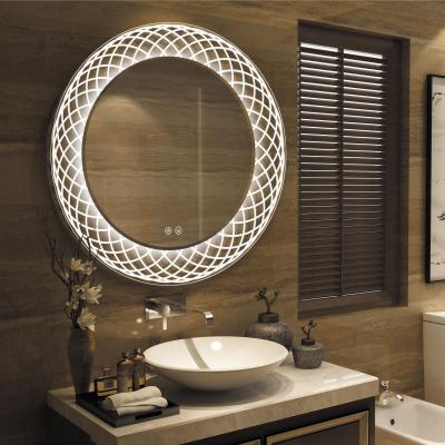 China 2021 Listing Hot Selling Illuminated Round Style LED Backlit Vanity Bathroom Glass Mirror With Fog Shield for sale