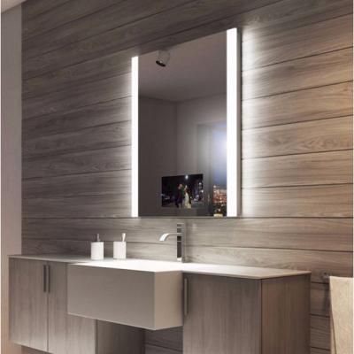 China Hot Sale Frameless LED Bathroom TV Lighted Glass Mirror With Four Sides Lighting for sale