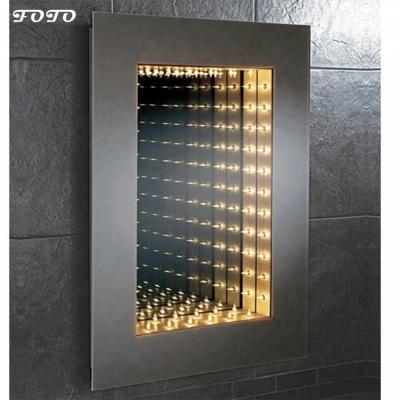 China Large LED Lighted 3D Living Room Infinity Mirror With Rectangle Shape for sale