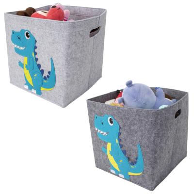 China 3D Cartoon Cloth Foldable Felt Organizer Boxes Nursery Containers Viable With Cartoon for sale