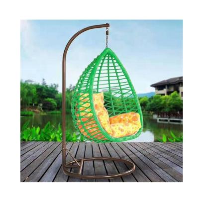 China Contemporary Metal Iron Outdoor Indoor Garden Hanging Rattan Wicker Patio Silla Colgante Sedia Sospesa Egg Swing Hanging Chair with Stand for sale