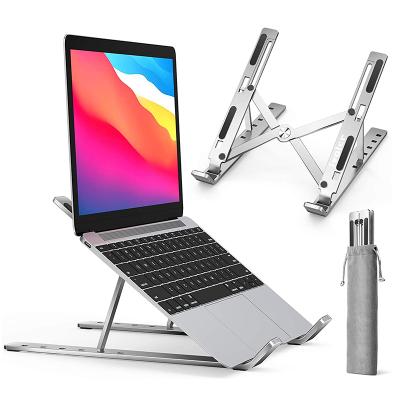 China Mini Metallic Sturdy Modern Pc Foldable Portable Metal Torques Bracket Protective Computer Aluminum Foldable Laptop Stand For Office for sale