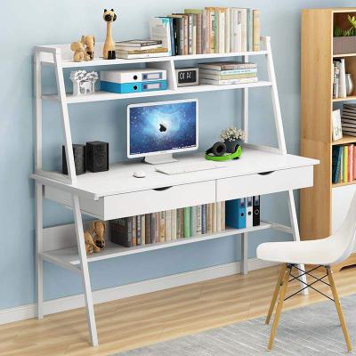 China Modern Extendable Wood Table Desk Study Meja Komputer Computer Desks With Shelv And Drawer for sale