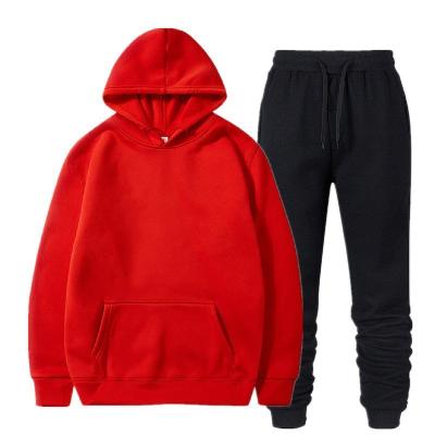 China Anti-Wrinkle OEM Casual Style Cotton Fleece White Hoodie Set Custom Sweatpants Jogger Fits Men With Hoodies for sale