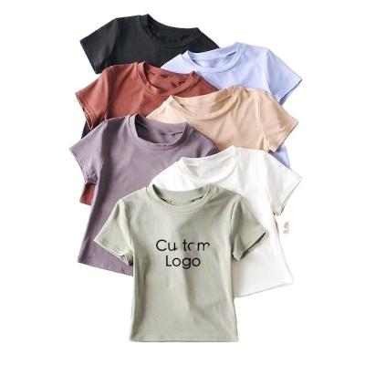 China High Quality Custom Crop Logo Embroidery Private Labels T-shirt Anti-wrinkle Women's Women's Top T-shirt Top for sale