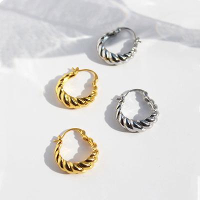 China FASHIONABLE New Arrival Crescent Circle Earring 925 Sterling Silver Round Twist Geometric Hoop Earrings For Women for sale