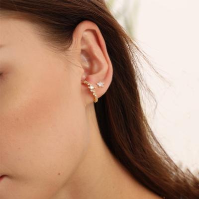 China Tasty Minimalist CZ Ear Lobe Cuff FASHION Ear Slaps Sterling Silver Pave Hoops Huggies CZ Stud Lobe Suff for sale