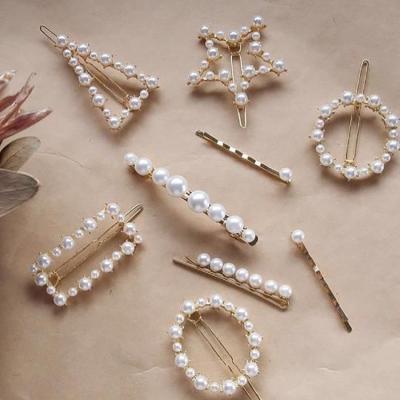 China Wholesale Hair Clip Hair Clips Various Styles Geometric Alloy Pearl Hair Clips Set For Women Girls for sale